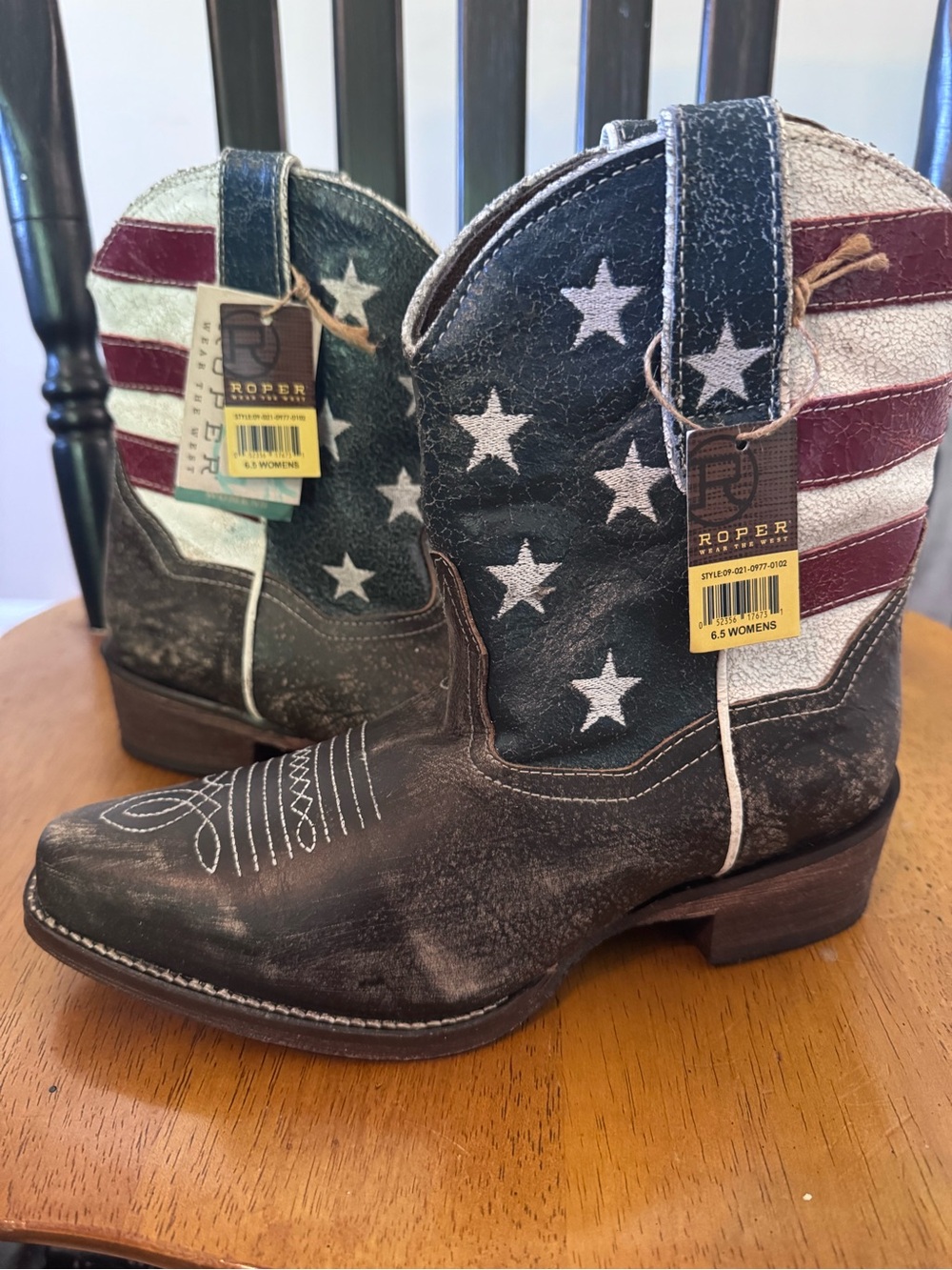 ROPER WOMEN'S AMERICAN BEAUTY FLAG ANKLE BOOTS size 6.5 NWT - Picture 1 of 12
